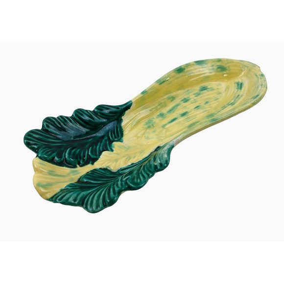 Vintage Celery Veggie Serving Dish Glazed Pottery Ceramic Painted Kitchen Decor - Picture 8 of 10
